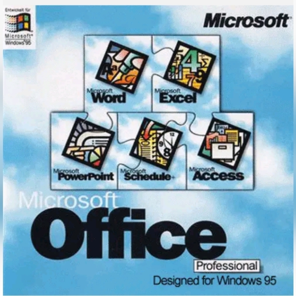 Vintage Microsoft Office Pro for Windows 95 on CD-ROM Word Excel PowerPoint
